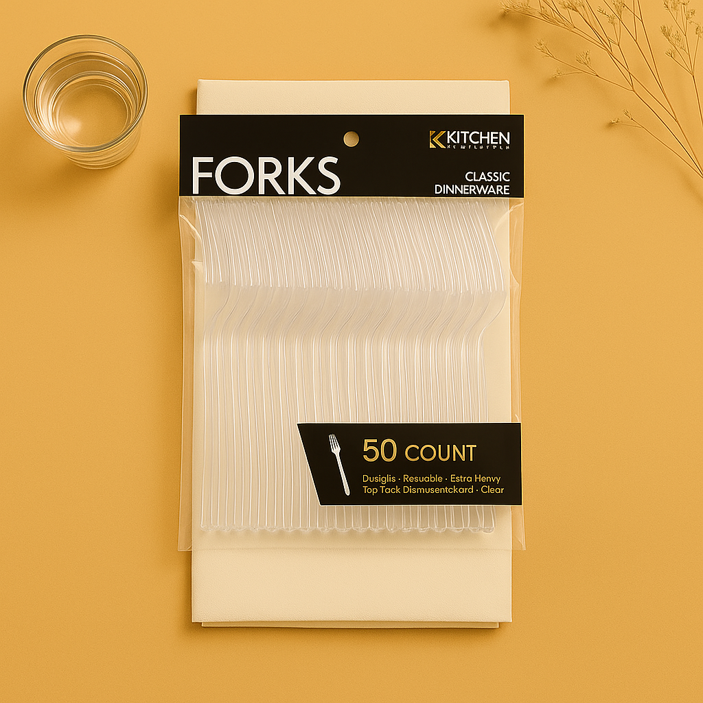 Deluxe HeavyWeight Clear Forks- 50 ct