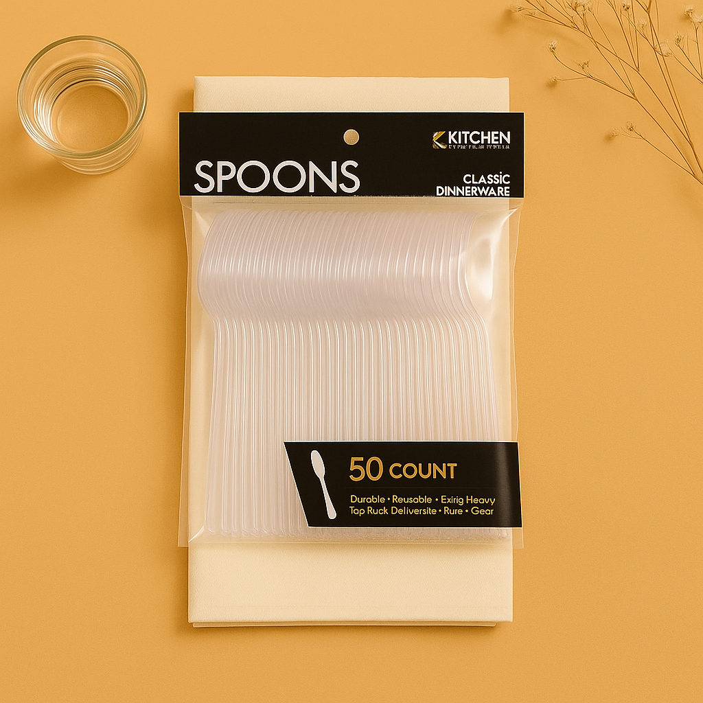 Deluxe Heavy Weight Clear Soup Spoons- 50 Count
