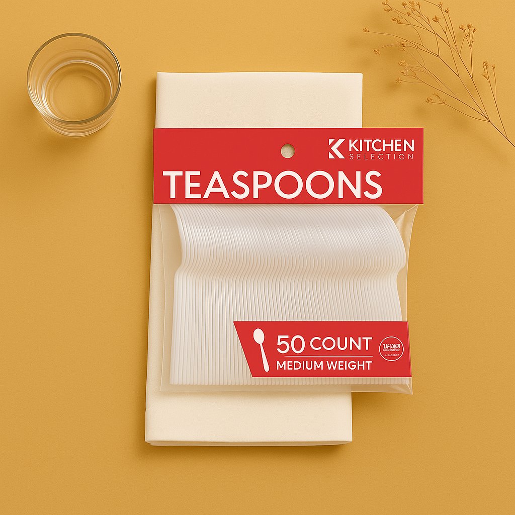 Medium Weight Clear Teaspoons- 50 Count