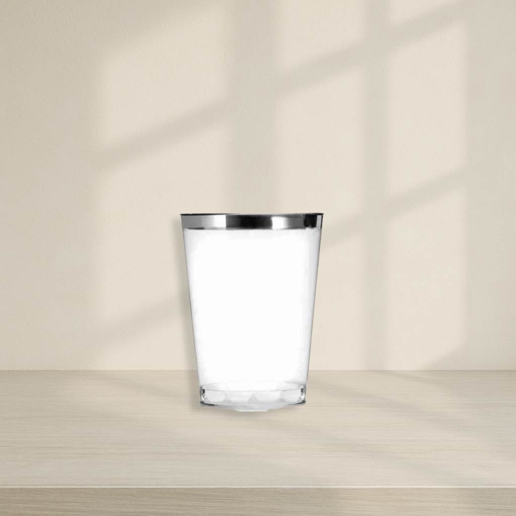 10oz Silver Rim Plastic Tumblers - 16 count