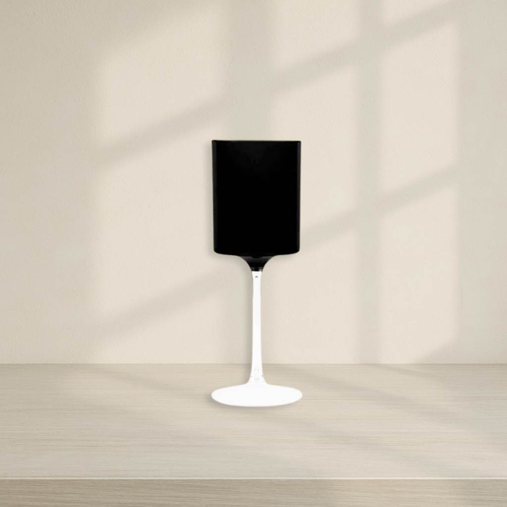 Two Tone Wine Glass Black/Clear 5 Count