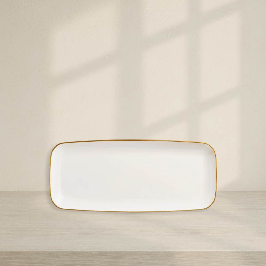 Organic Medium Rectangular Gold Rim Tray