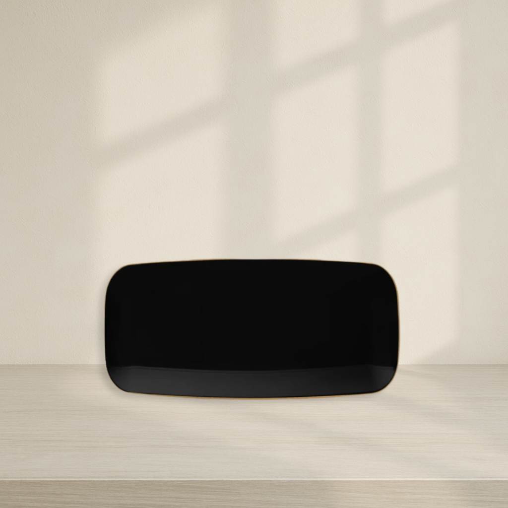 Organic Black Gold Rim Tray Rectangle - 2 Count
