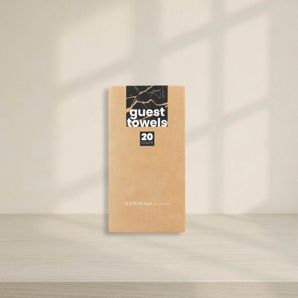 Airlaid 1/6 Fold Natural Wood Guest Towels - 20 Count