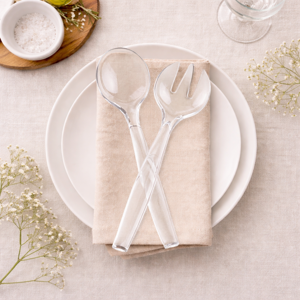 Clear Serving Spoon and Fork - 2 Count