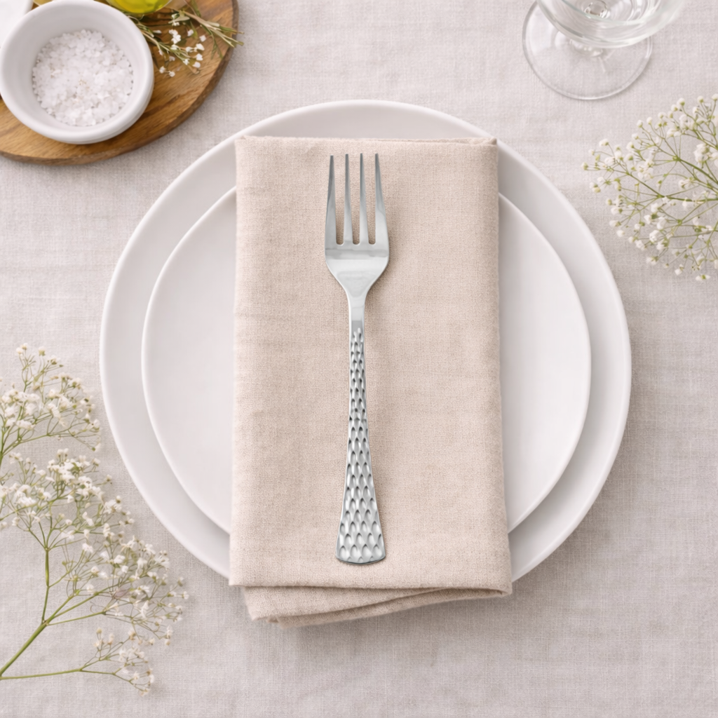 Silver Settings Hammered Forks- 40 Ct