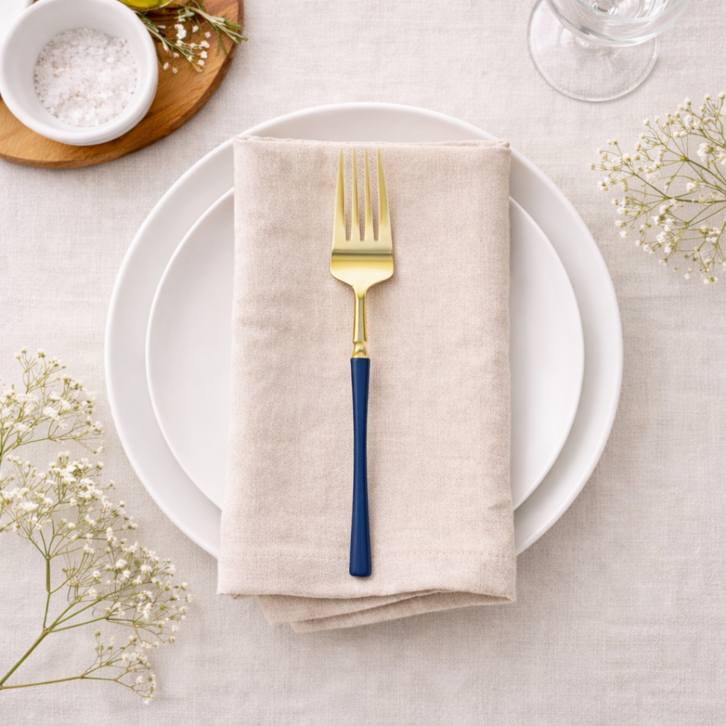 Gold and Navy Dinner Forks- 20 Count