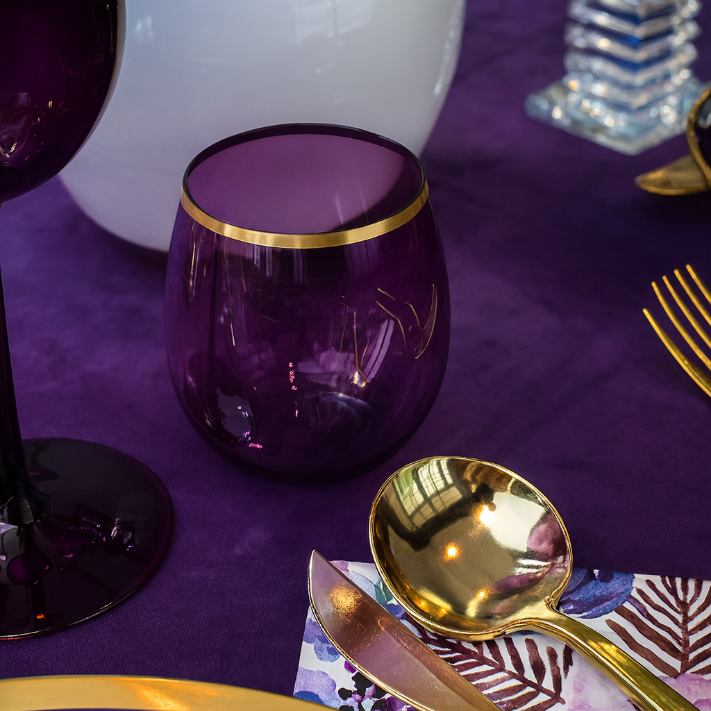 158 Piece Set - Purple Orchid Scape 10 Guests