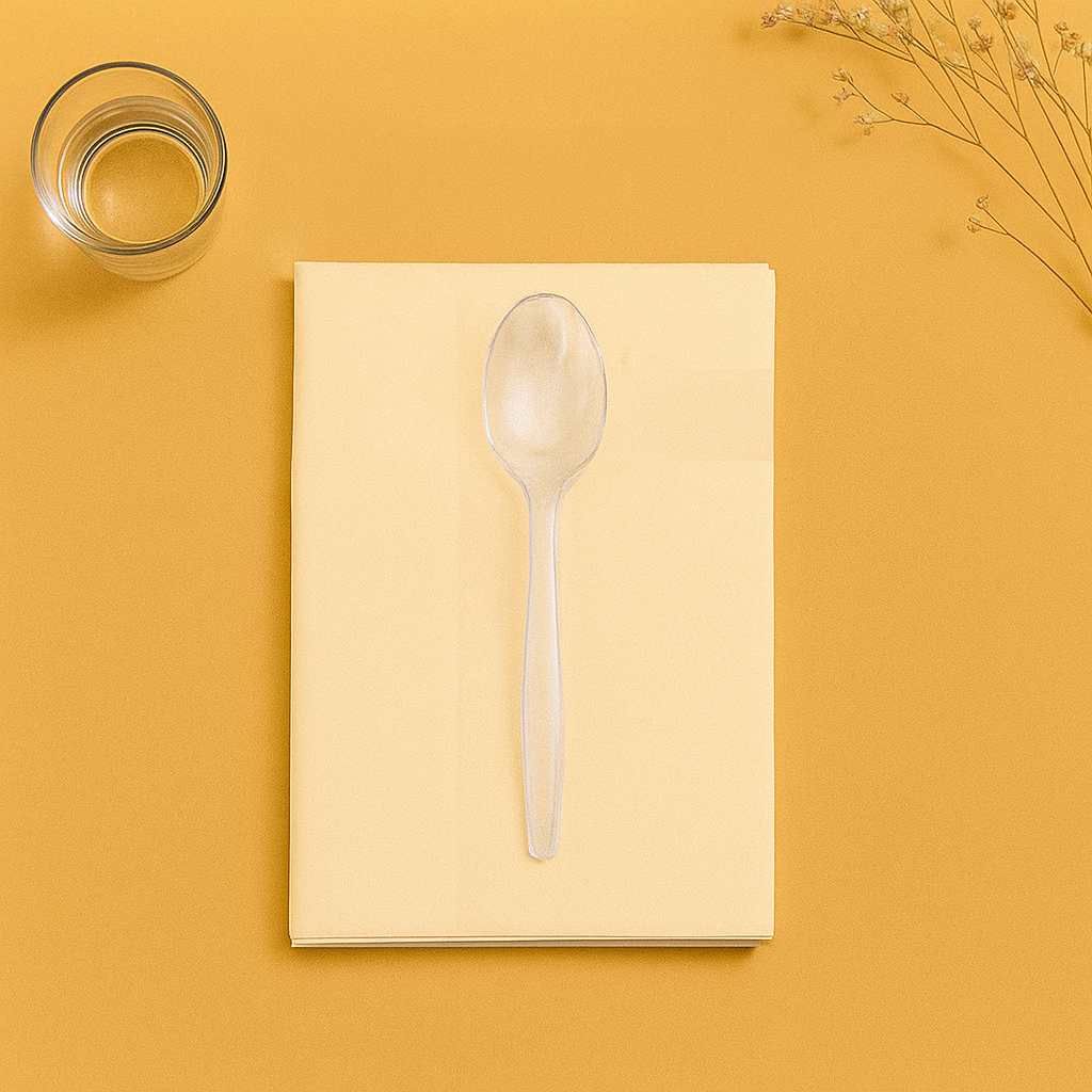 Deluxe Heavy Weight Clear Teaspoons- 50 Count