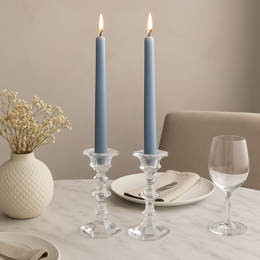 Candle Stick Clear Silver - The Closeout Connection