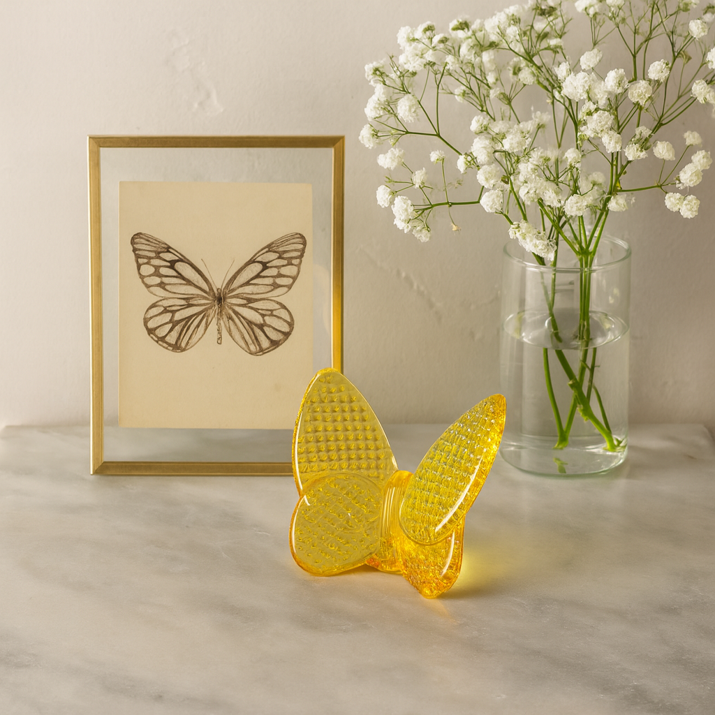 Yellow Decorative Crystal Butterfly Figurine