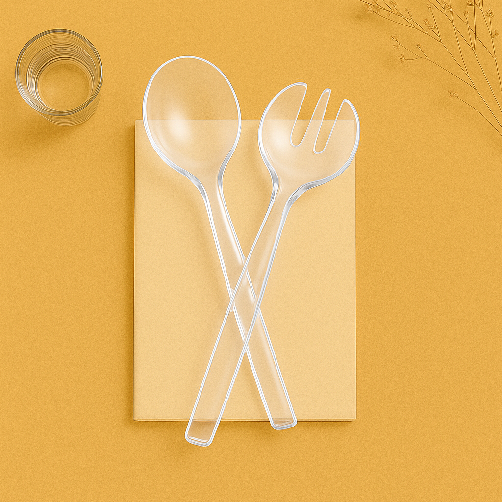 Clear Serving Spoon and Fork - 2 Count