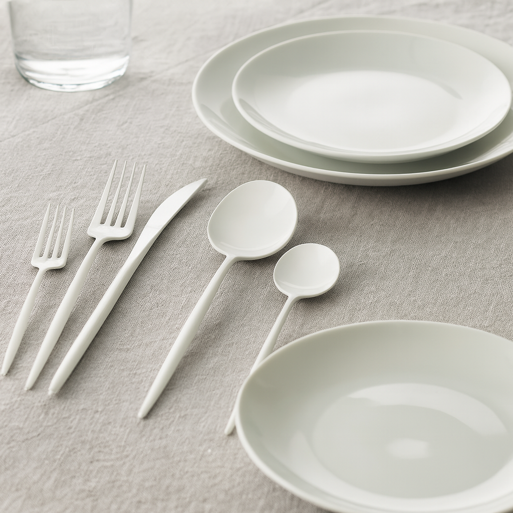 Flatware in White- 40 Count
