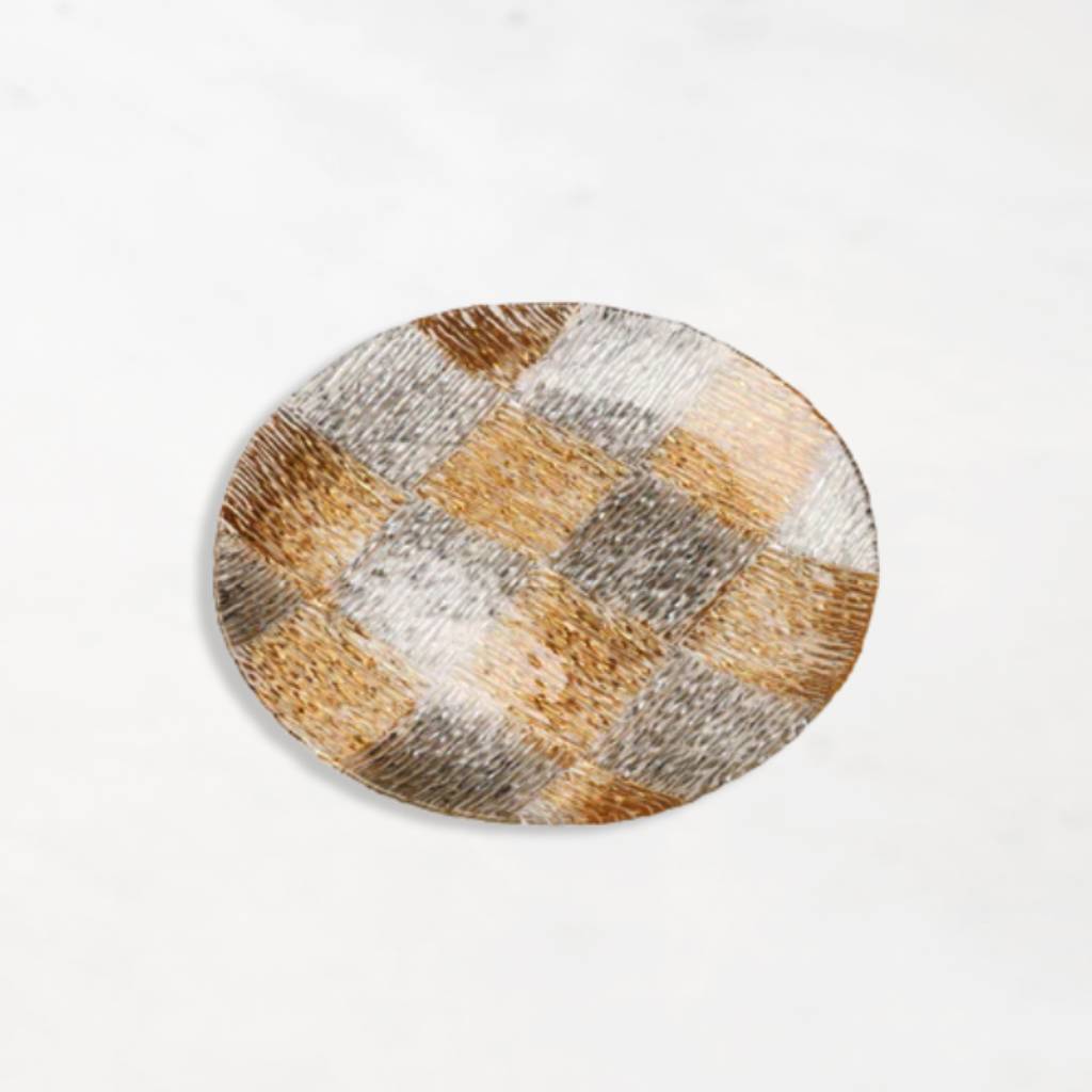 Gold/Silver Brush Glass Plate