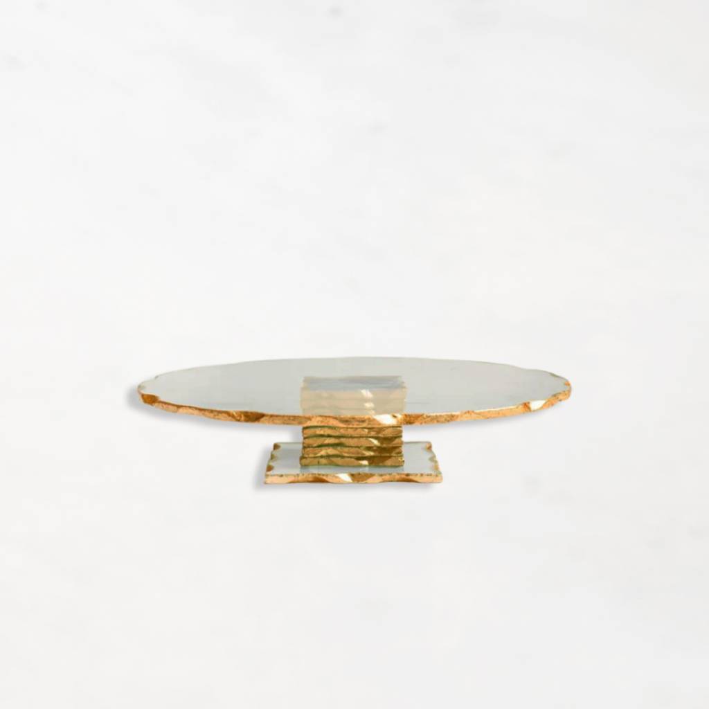 Monte Carlo Gold Rimmed Glass Cake Stand