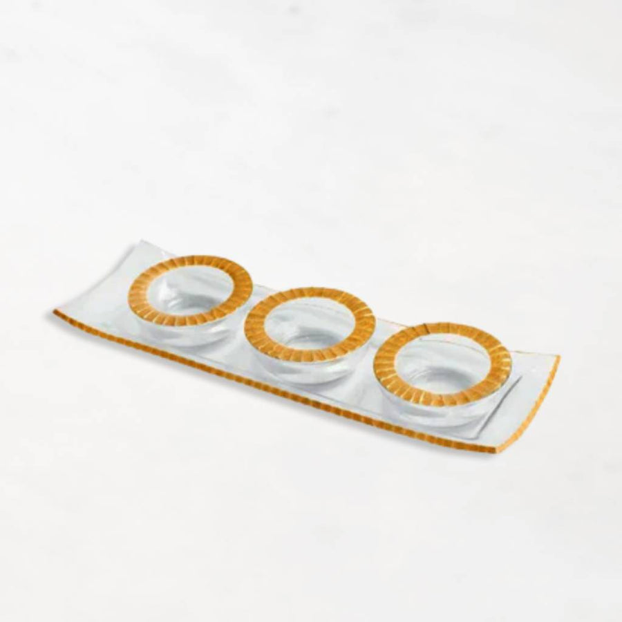 Monte Carlo Clear Glass Tray & 3 Clear Glass Bowls - The Closeout Connection