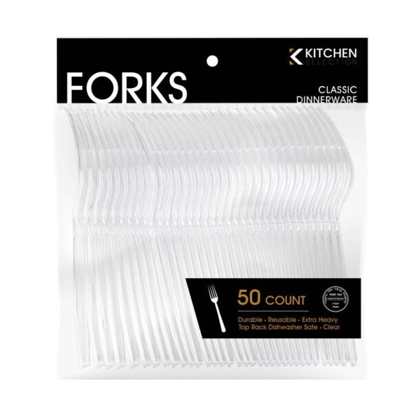 Deluxe HeavyWeight Clear Forks- 50 ct - The Closeout Connection
