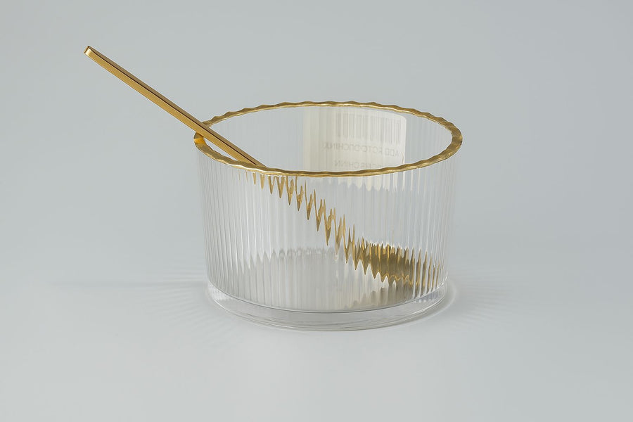 Monte Carlo Gold Rimmed Dessert Cups & Gold Spoon - The Closeout Connection