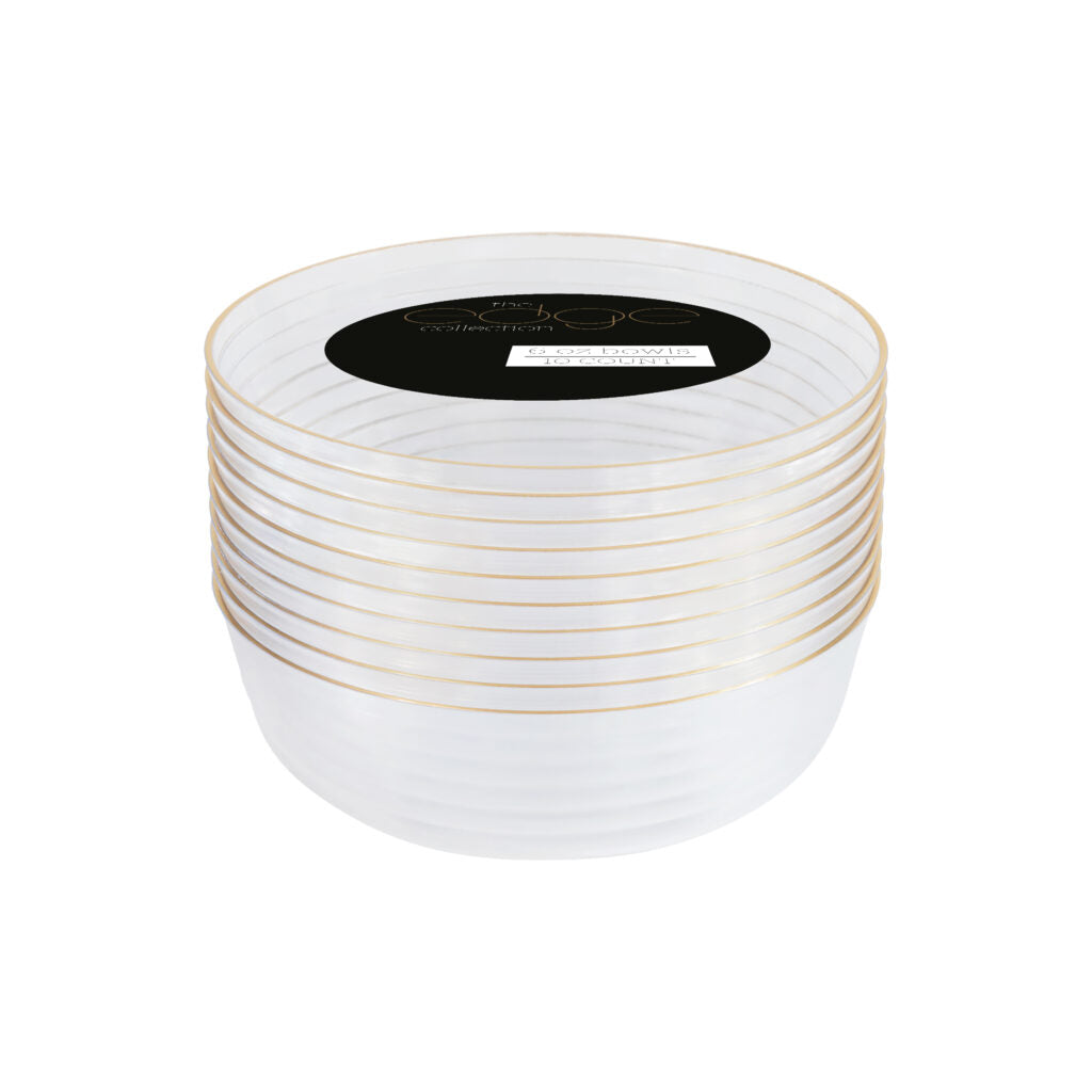 Gold Rim Bowls 6 oz - 10 Count - Clear-Gold#Color_Clear-Gold