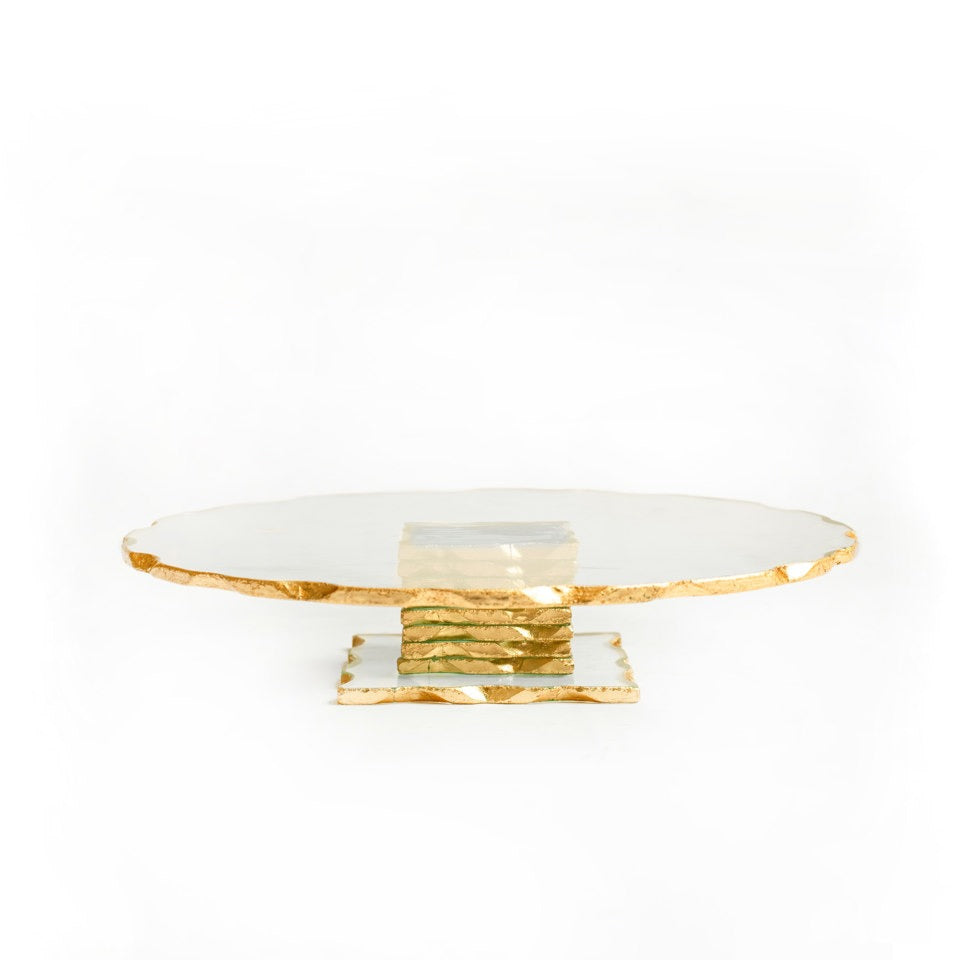 Monte Carlo Gold Rimmed Glass Cake Stand