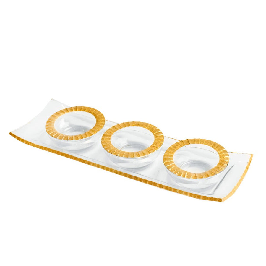 Monte Carlo Clear Glass Tray & 3 Clear Glass Bowls - The Closeout Connection
