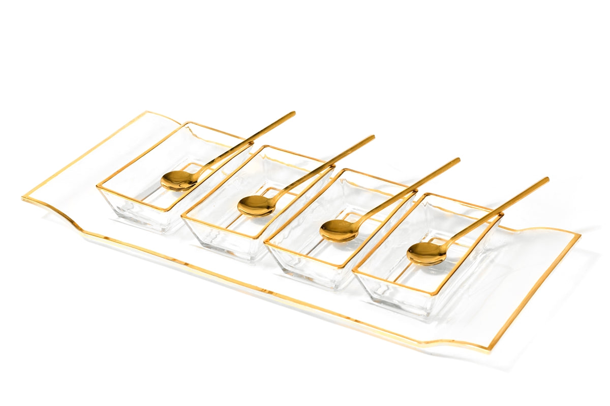 Invigo Living Clear Tray with Rectangular Bowls/Spoons