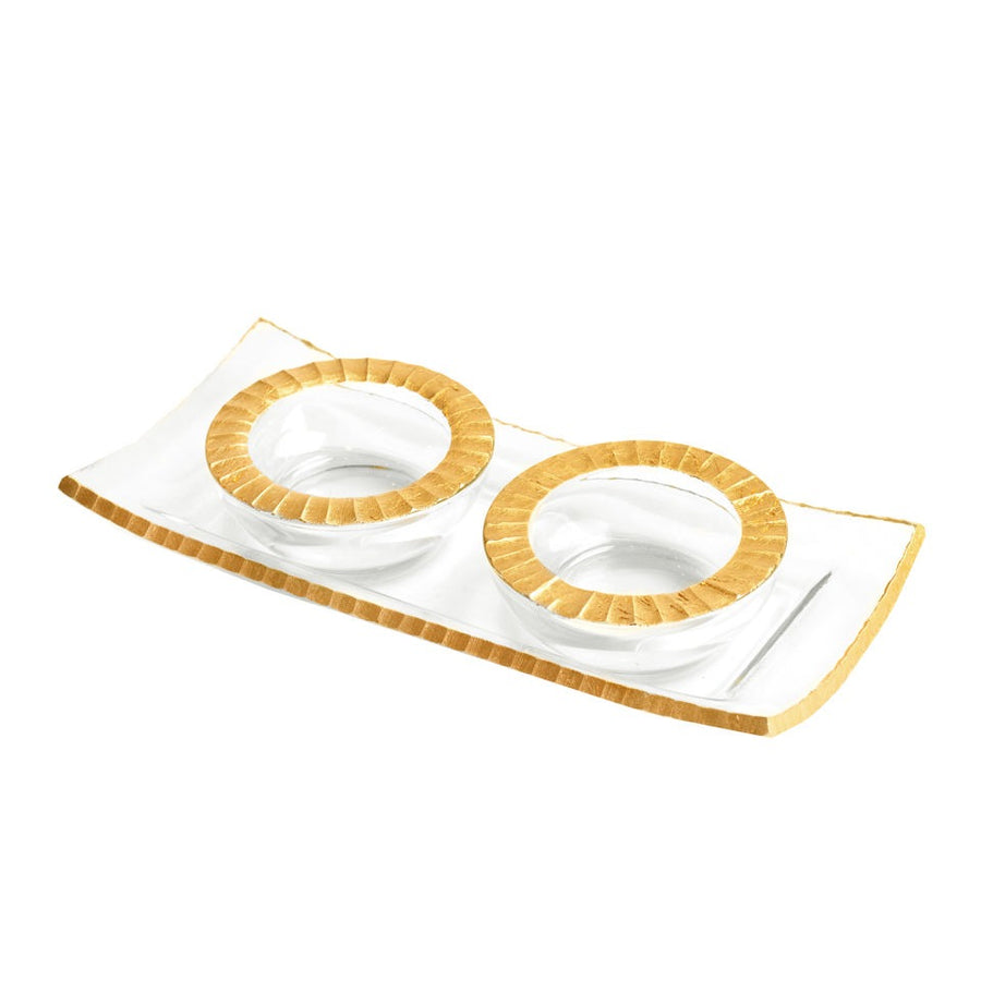 Monte Carlo Clear Glass Tray & 2 Clear Glass Bowls - The Closeout Connection