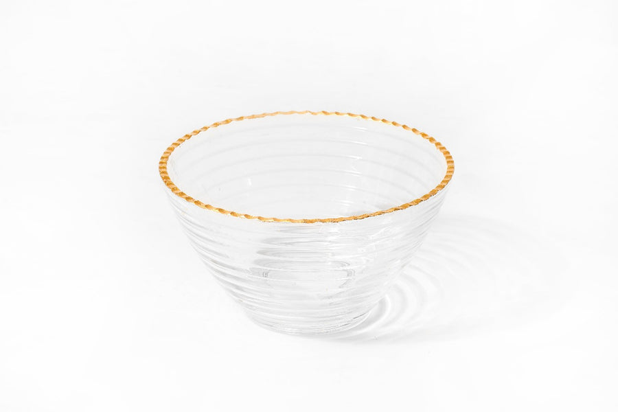 8″ Monte Carlo Clear Glass Bowl with Gold Rim - The Closeout Connection