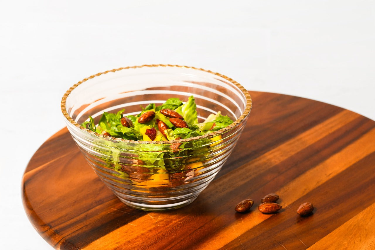 8″ Monte Carlo Clear Glass Bowl with Gold Rim