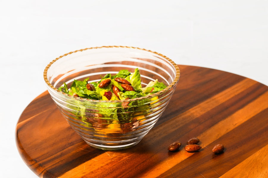 8″ Monte Carlo Clear Glass Bowl with Gold Rim - The Closeout Connection
