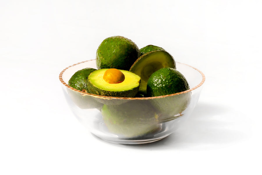 Clear Glass Bowl with Gold Rim 9" - The Closeout Connection