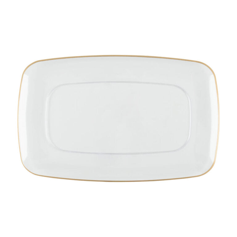 Organic Rectangle Tray Clear/Gold Rim 11.5″ - 8 Count - The Closeout Connection