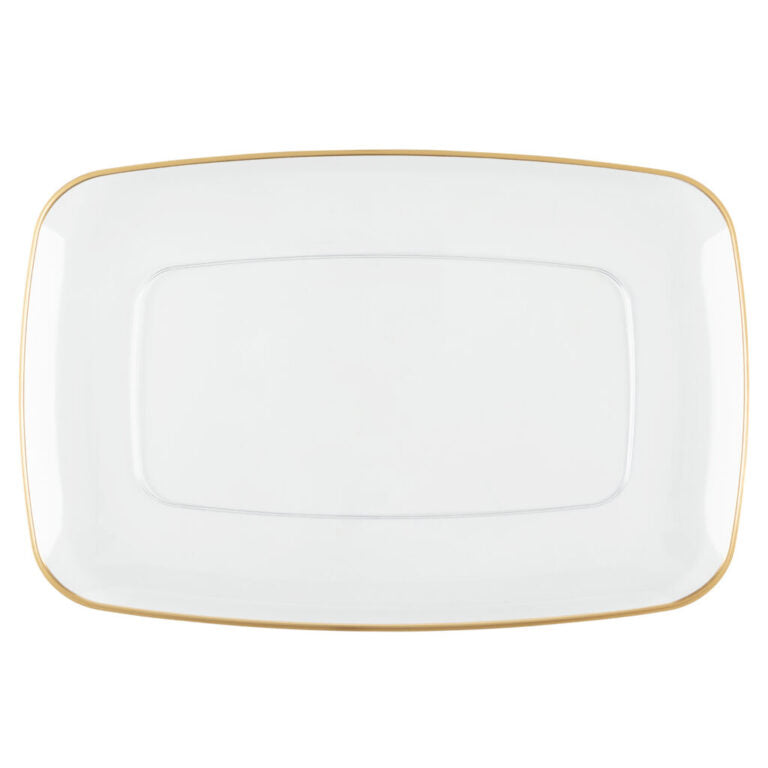 Organic Rectangle Tray Clear/Gold Rim 12.75″ - 6 Count - The Closeout Connection