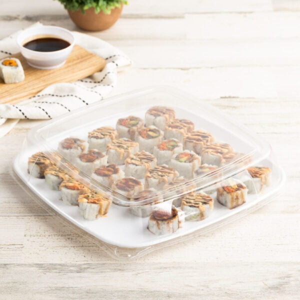Organic Square Tray Lid Clear 12" - The Closeout Connection