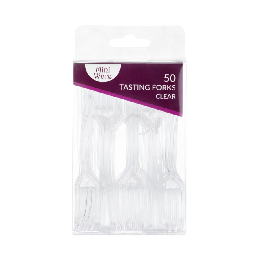 Mini Clear Plastic Forks - 50 Count - The Closeout Connection