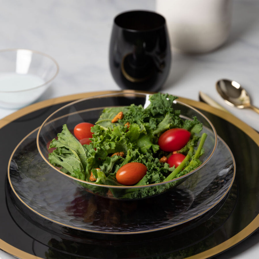Organic Gold Rim Clear Bowl - 10 Count - The Closeout Connection