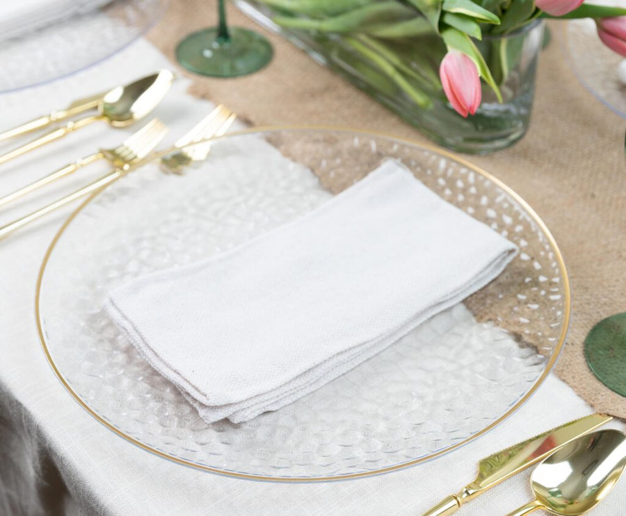 Organic Hammered Chargers with Gold Rim - 4 Count - The Closeout Connection