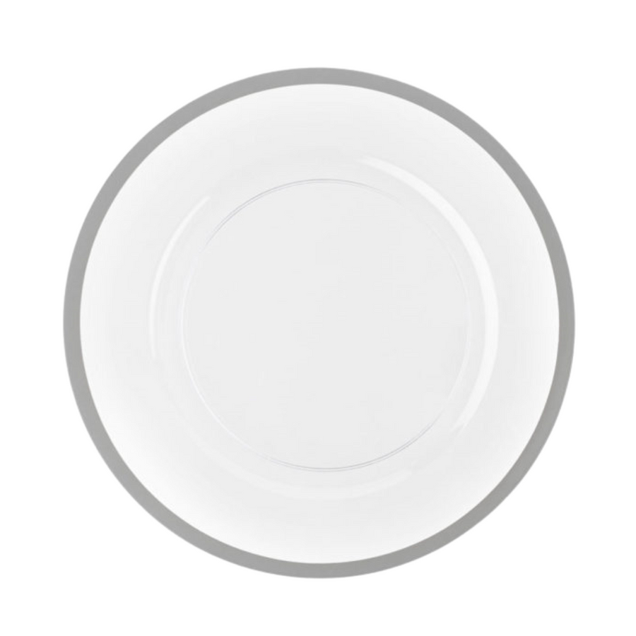 Table Settings Silver Rim Chargers- 4 Count - The Closeout Connection