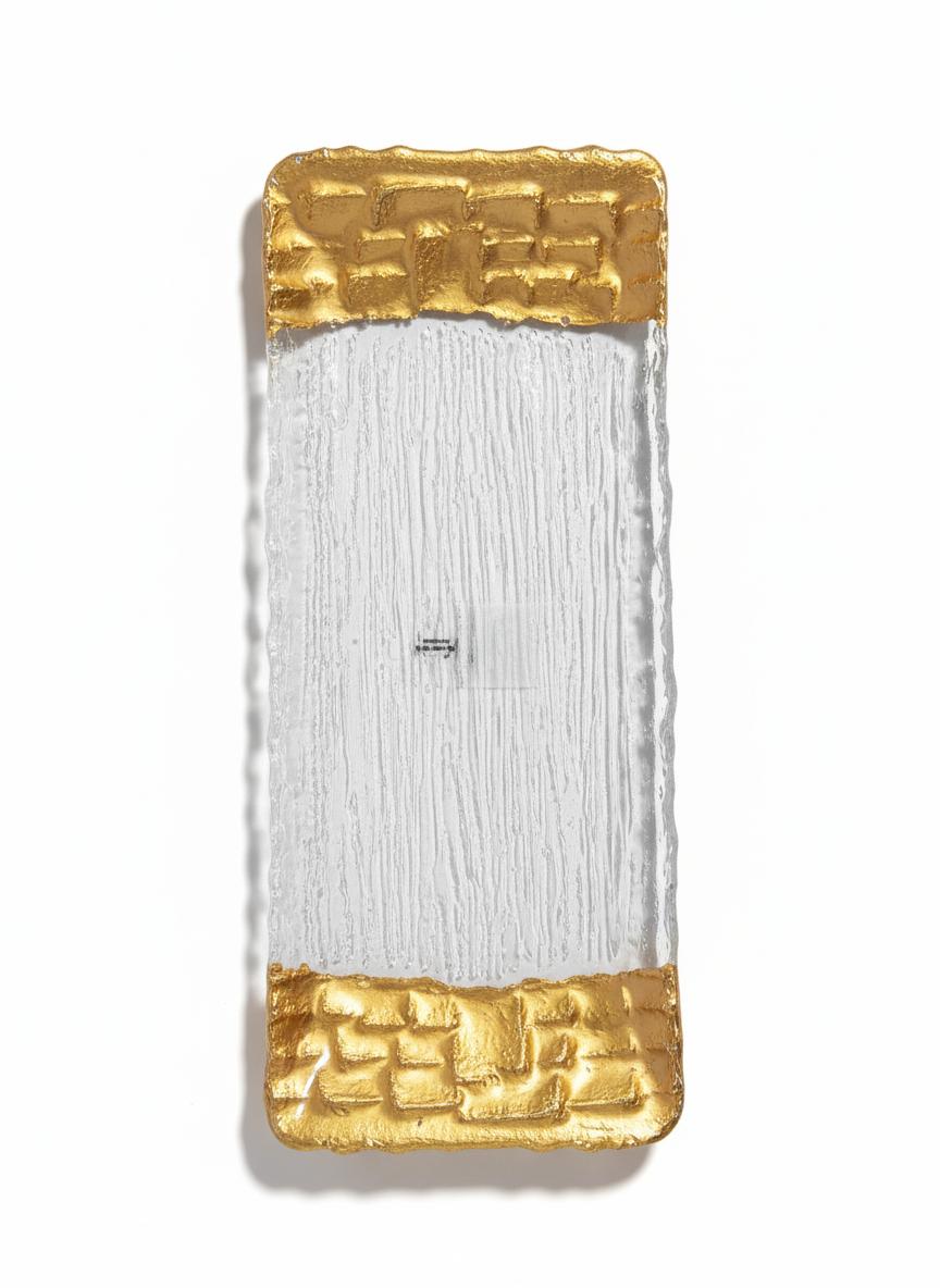 Clear Glass Tray with a Gold Rim