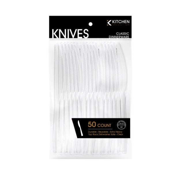 Deluxe Heavy Weight Clear Knives- 50 Count - The Closeout Connection