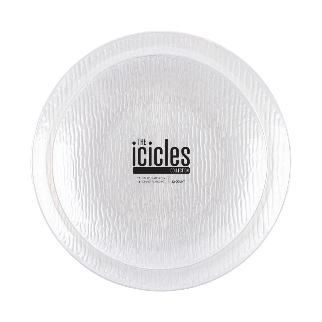 Icicles Pearl Combo Plates - 24 ct