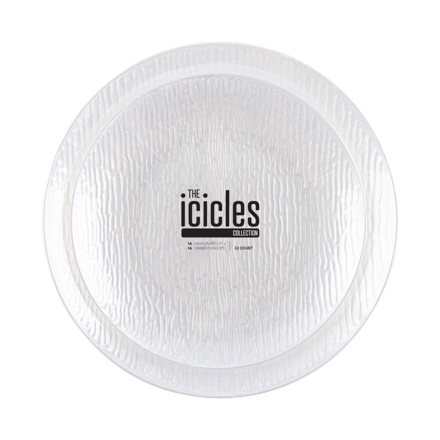 Icicles Pearl Combo Plates - 24 ct - The Closeout Connection
