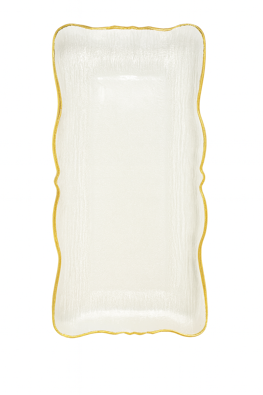 Rectangular Clear Glass Tray with Gold Rim - The Closeout Connection