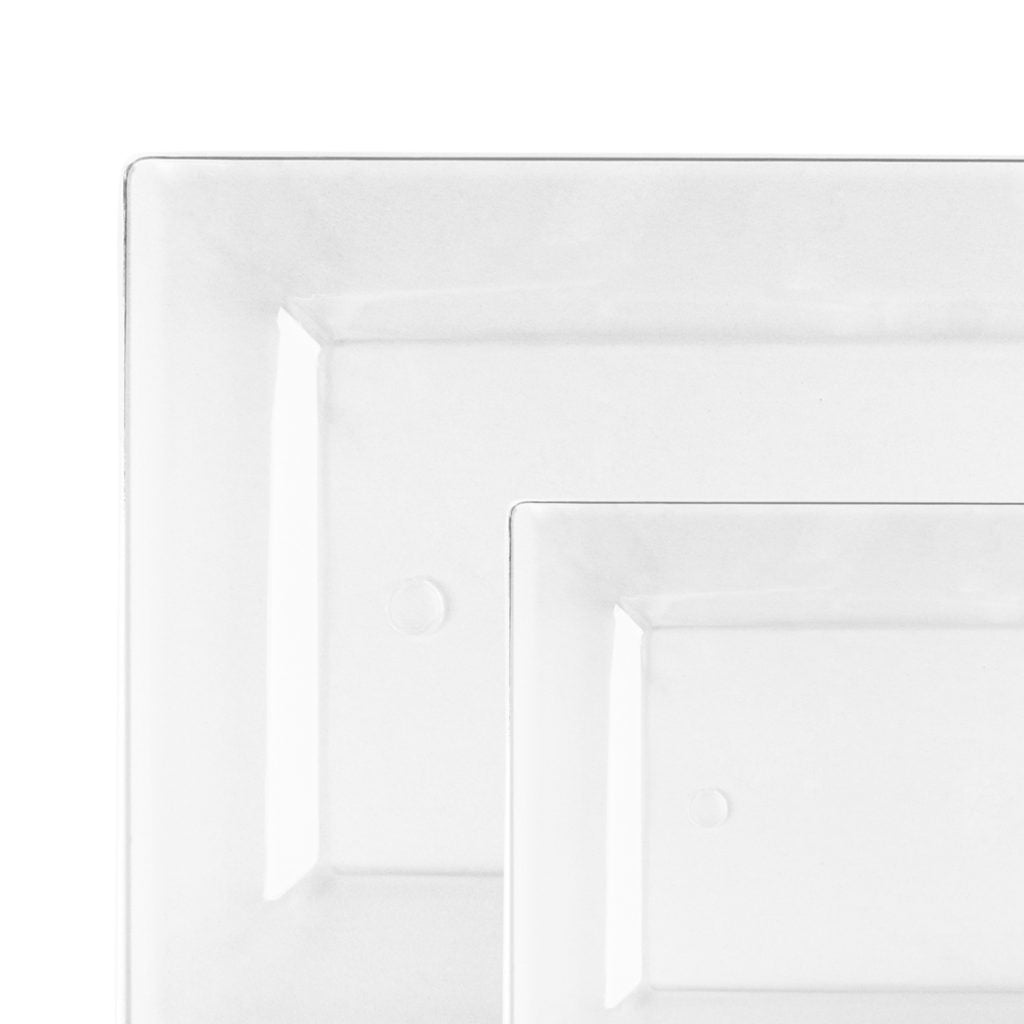 The Rectangle Splendid Clear/White Heavy Duty Plastic Plates- 10 count
