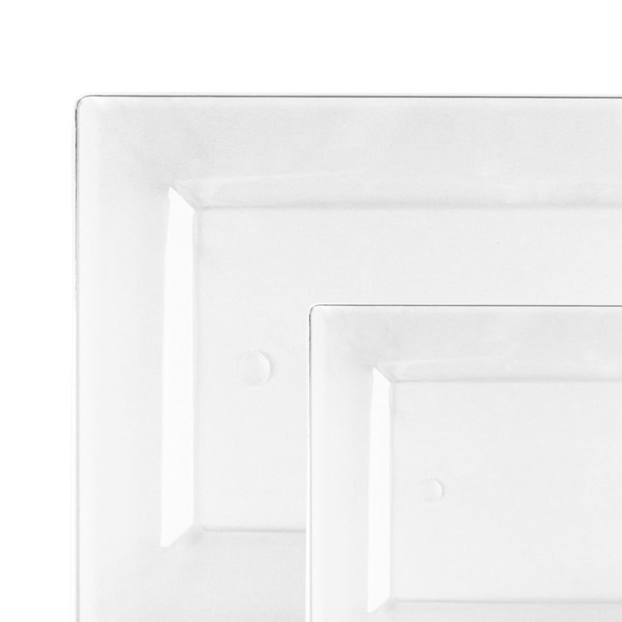 The Rectangle Splendid Clear/White Heavy Duty Plastic Plates- 10 count - The Closeout Connection