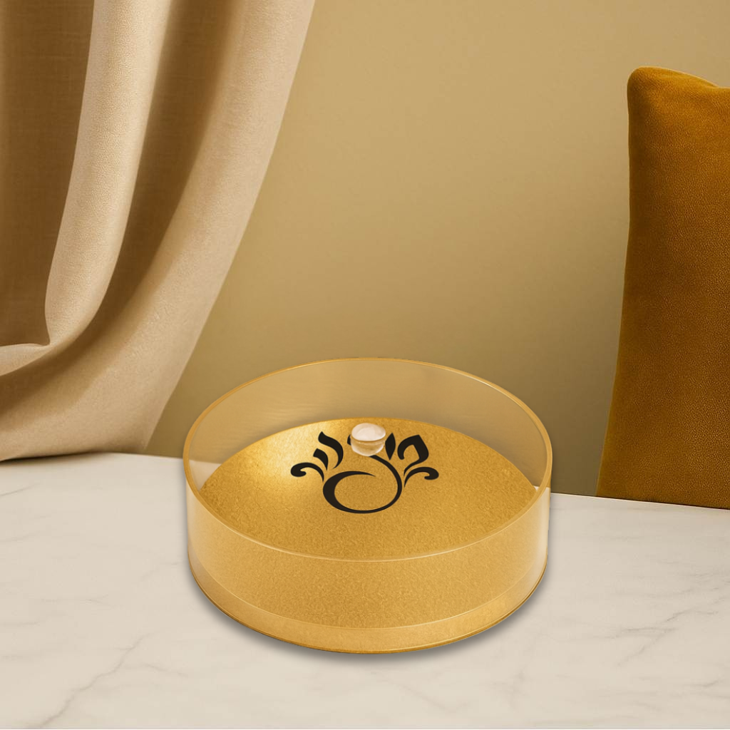 Clear with Gold Base Round Matzah Box 14"