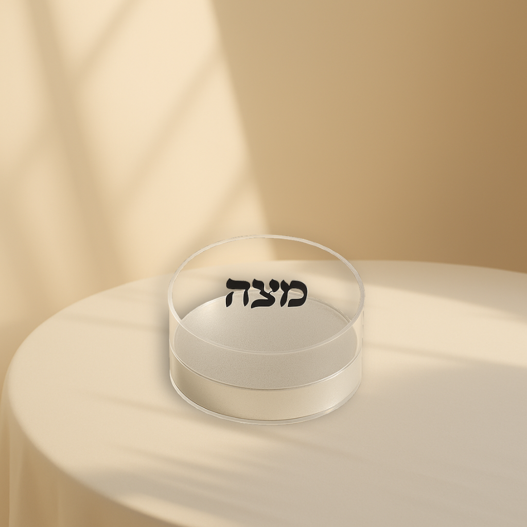 Clear with Silver Base Round  Matzah Box