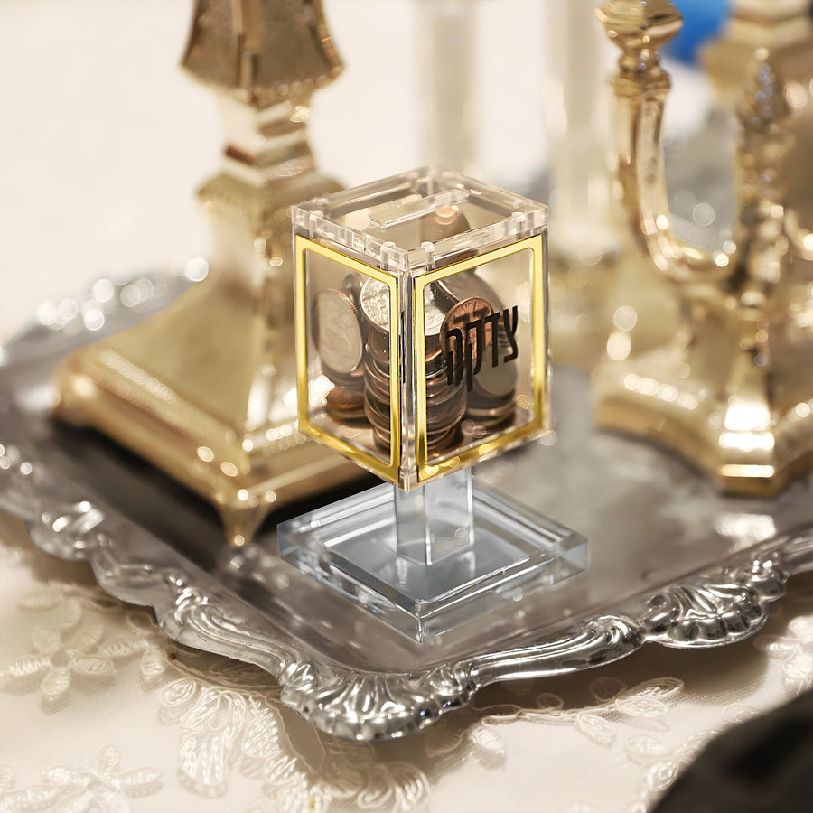 Lucite Clear & Gold Coin Box - The Closeout Connection