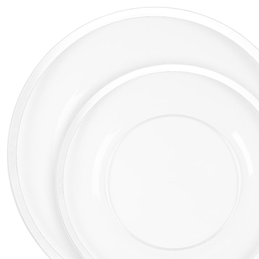 Contrast Plates Clear with White Rim 7 in & 10 in - 32 Count - The Closeout Connection