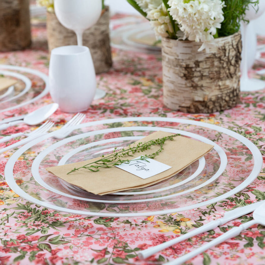 Contrast Collection Combo Plates Clear White Rim - The Closeout Connection